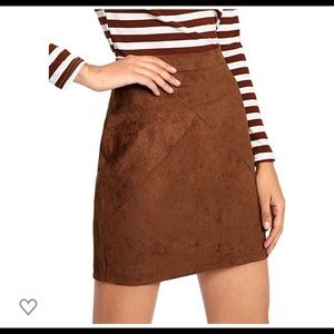 Never worn fake suede brown mini skirt